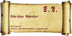Bárdos Nándor névjegykártya